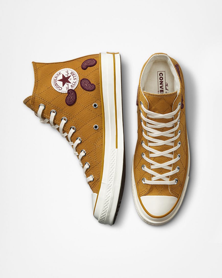 Zapatillas Altas Converse Chuck 70 Crafted Patches Mujer Naranjas Burdeos Oscuro | PE 540PW8